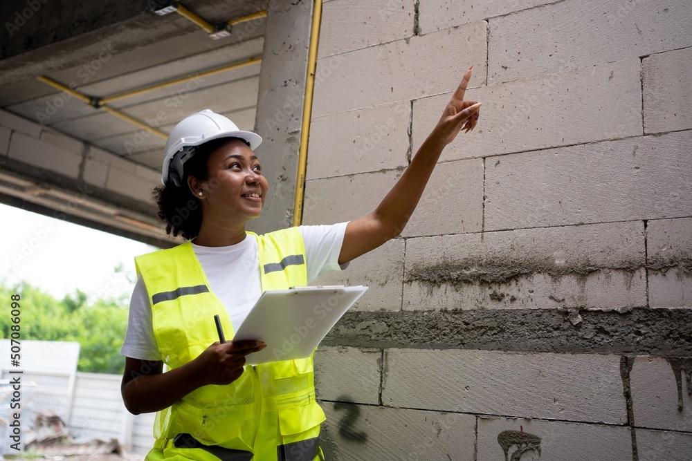 Construction worker with hard hat